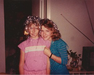 Jennei and I celebrating something in the reluctant way pre-teens do ...